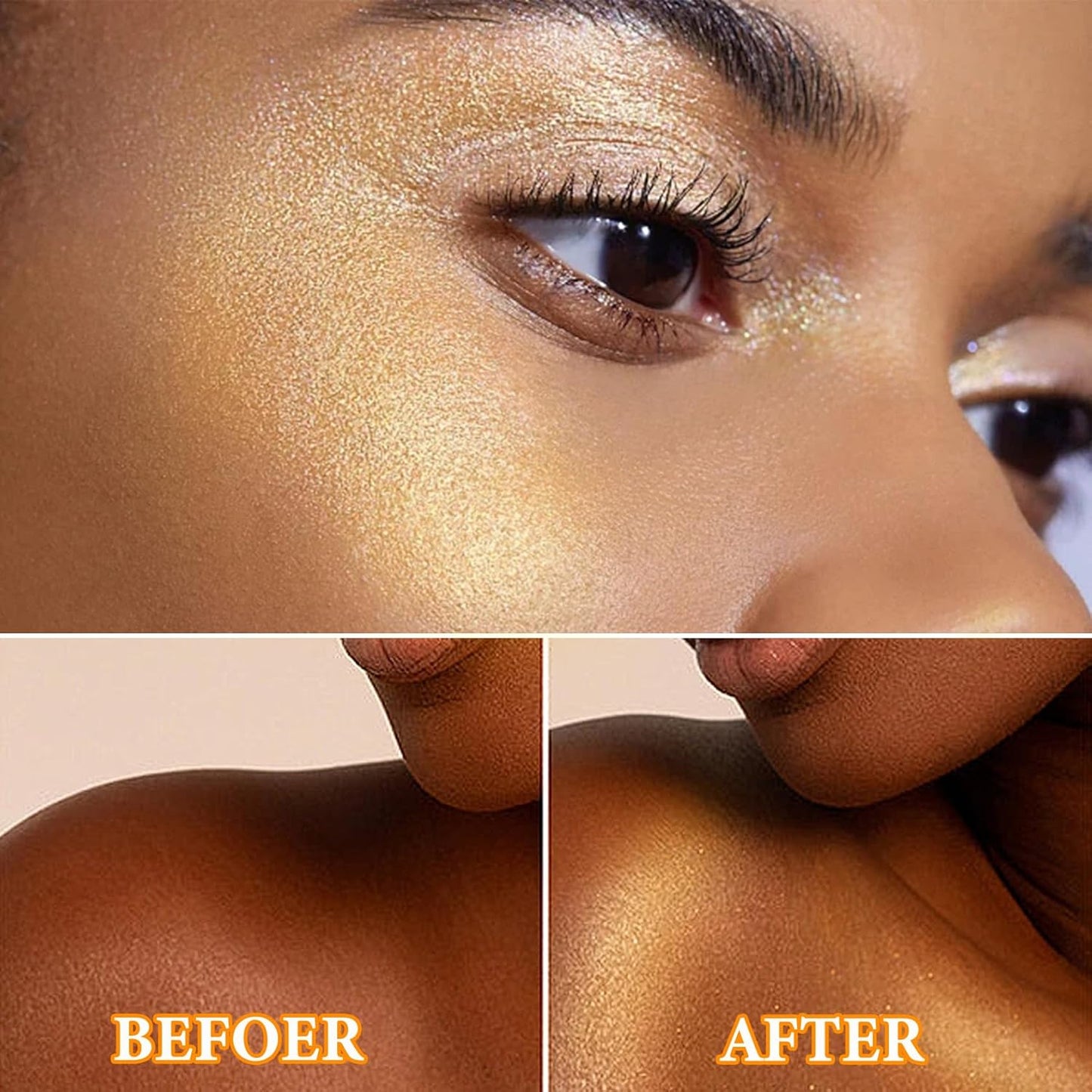 Body Shimmer Oil,Body Shimmer Luminizer for Face & Body,Waterproof Moisturizing Face Brighten Glow Illuminator,Body Highlighter Shine Glitter Liquid Illuminator Body Makeup(Gold)