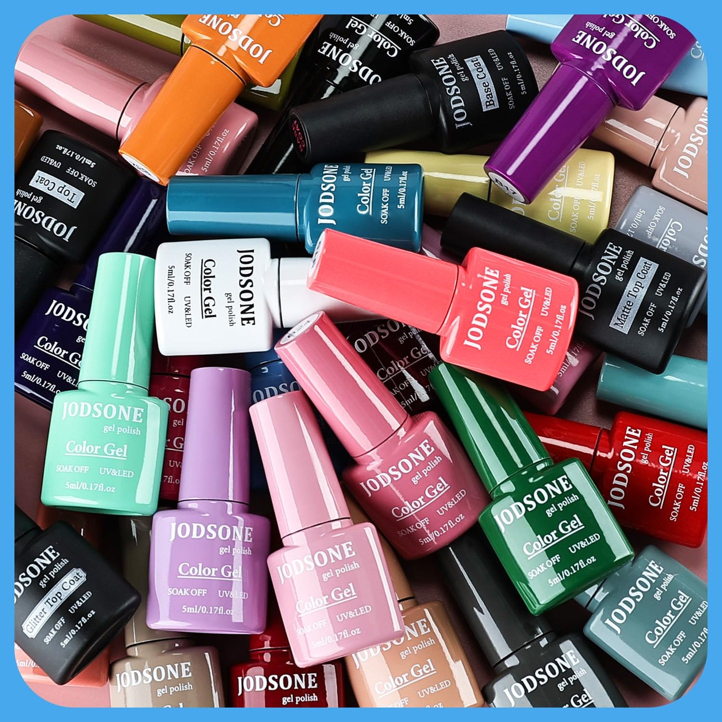 JODSONE Same Color Same Bottle 32 Colors Gel Nail Polish with U V Light Soak Off Glitter Base Top Matte Coat Manicure Salon Home DIY