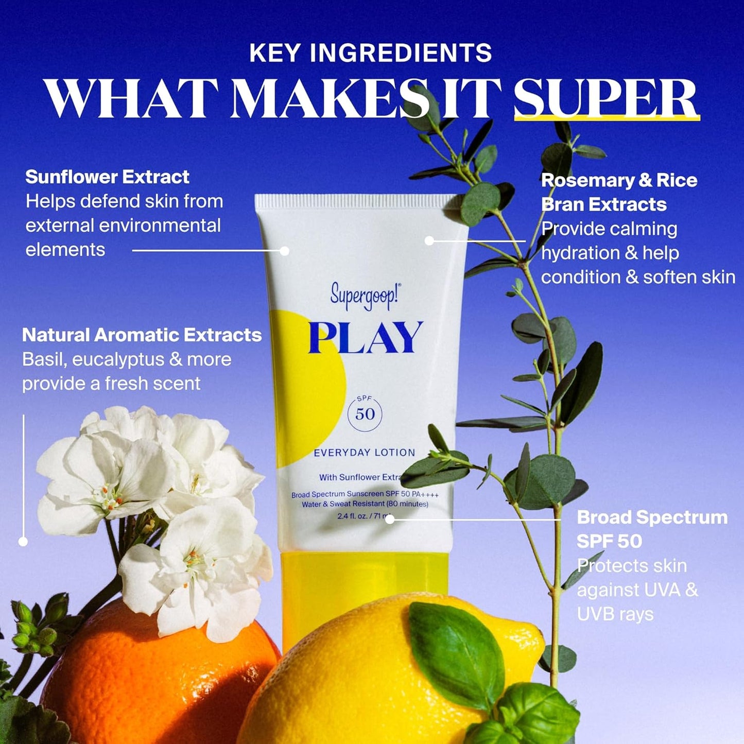 Supergoop! PLAY Everyday Lotion SPF 50 - Broad Spectrum Body & Face Sunscreen - Great for Active Days - Fast Absorbing, Water & Sweat Resistant - 18 fl oz - 2 Pack