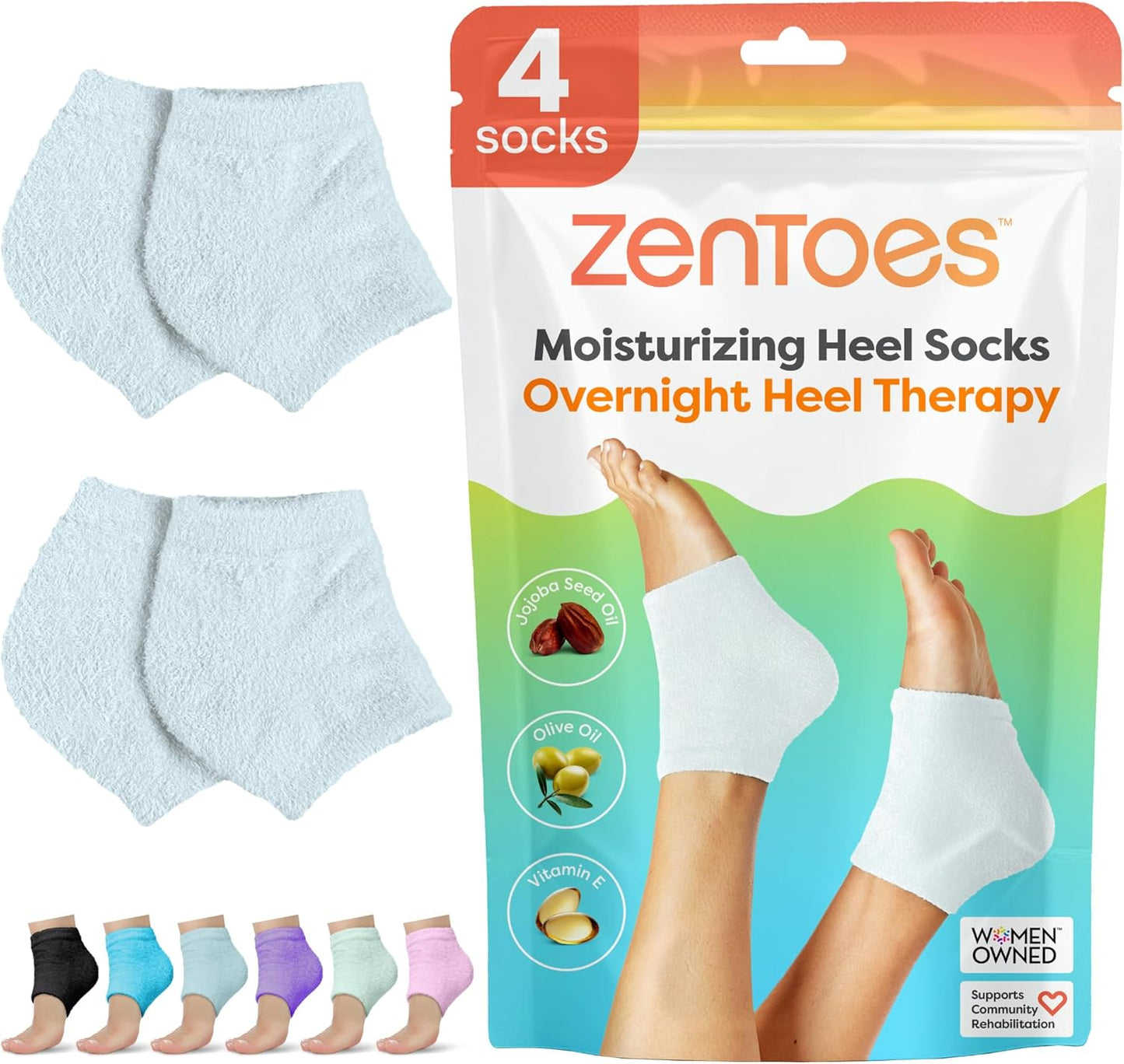 ZenToes Moisturizing Fuzzy Sleep Socks with Vitamin E, Olive Oil and Jojoba Seed Oil to Soften and Hydrate Dry Cracked Heels (Regular, Slate)2 Pair (Pack of 1)