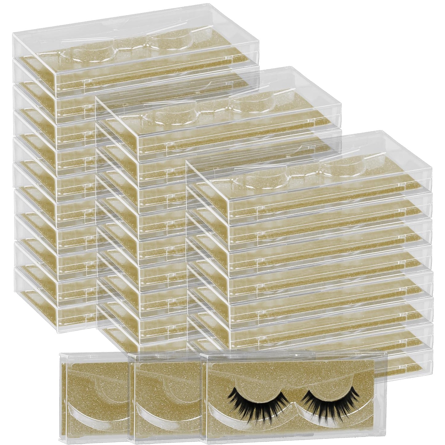 Empty Lash Boxes, 30 Pack Customizable False Eyelash Packaging Cases Bulk Storage Containers, Premium Display and Protection (Yellow)