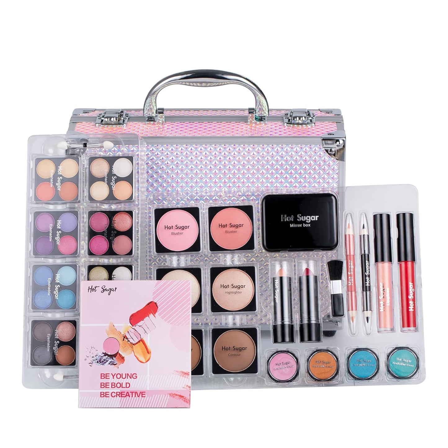 Hot Sugar Makeup Kit for Women Full Kit Teen Girls Starter Cosmetic Gift Set with Cute Mermaid Train Case Includes Pigmented Eyeshadow Palette Blush Lipstick Lip Pencil