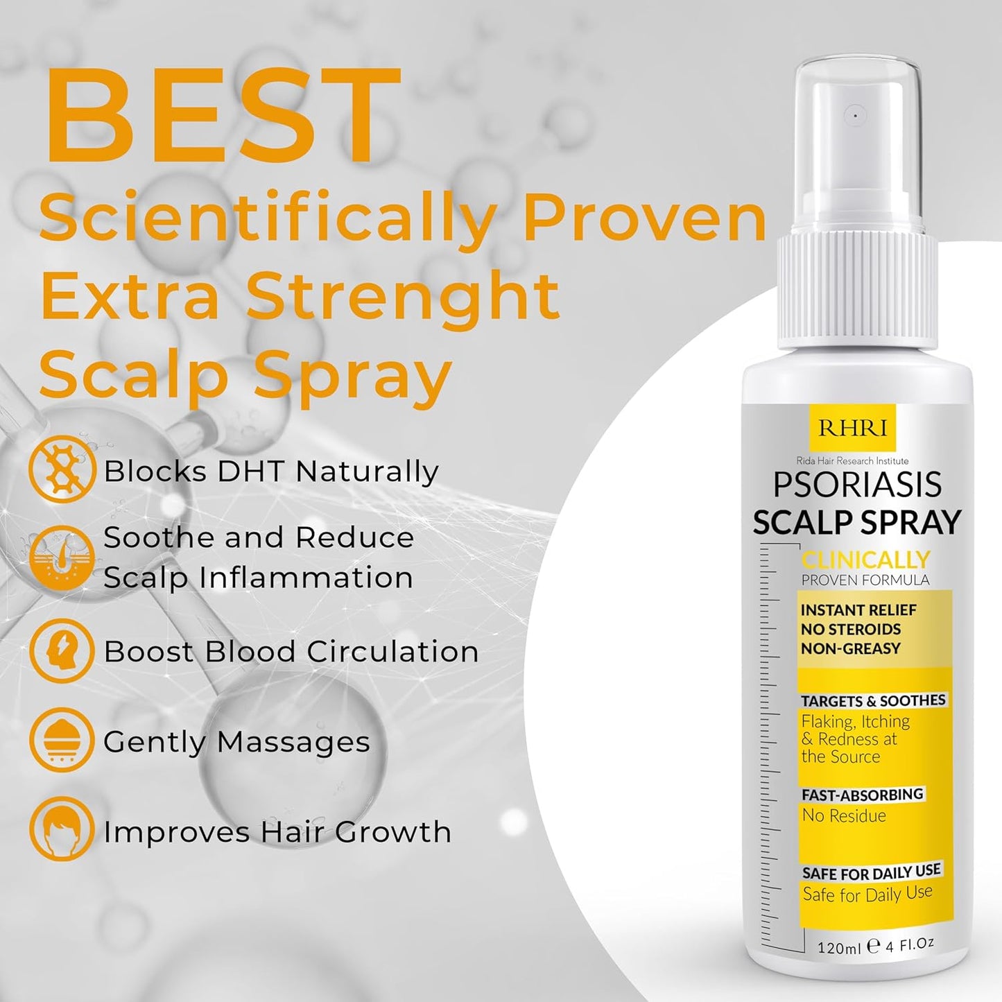 Psoriasis Scalp Spray | Psoriasis and Dandruff Treatment for Scalp Yeast Infections, Psoriasis Flare-Ups & Folliculitis | Antifungal Ringworm Itchy Scalp Spray for Psoriasis, Dryness