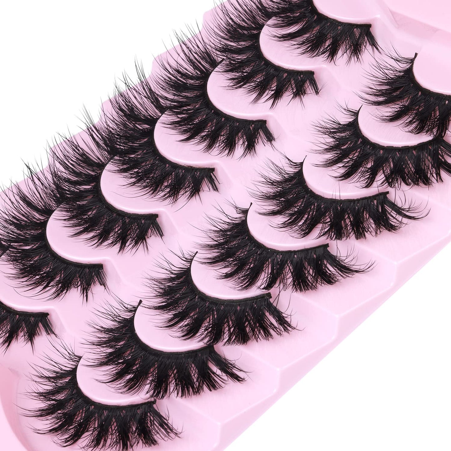 Lashes Flat Faux Mink Eyelashes 20mm Long False Eyelashes Dramatic Cat Eye Eyelashes Wispy 3D Crossed Thick Fox Eyelashes Extensions Strip Lashes Pack by Kiromiro