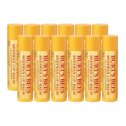 Burt's Bees Back To School Gift Ideas, Lip Balm - Original Beeswax 12 Count Pack in Bulk, Lip Moisturizer With Responsibly Sourced Beeswax, Natural Origin Conditioning Lip Treatment, 12 Tubes, 0.15 oz