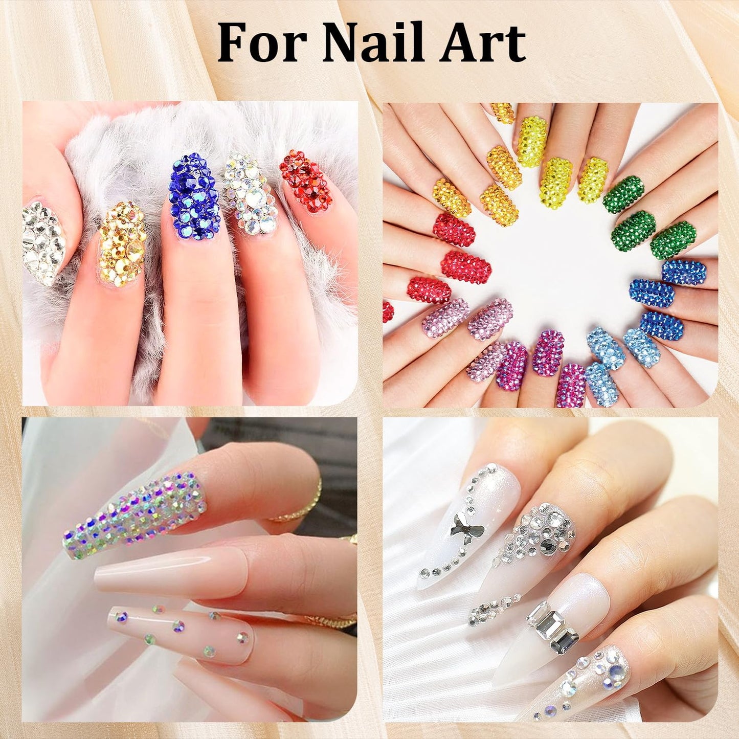 Colorful Face Gems for Makeup Set, Flatback Gorgeous Charming Clear Gass Gem with Makeup Glue+Picker Pencil+Tweezer+Dual-End Dotting Tool for Eye Body Hair Make-up and Nail Art Deco