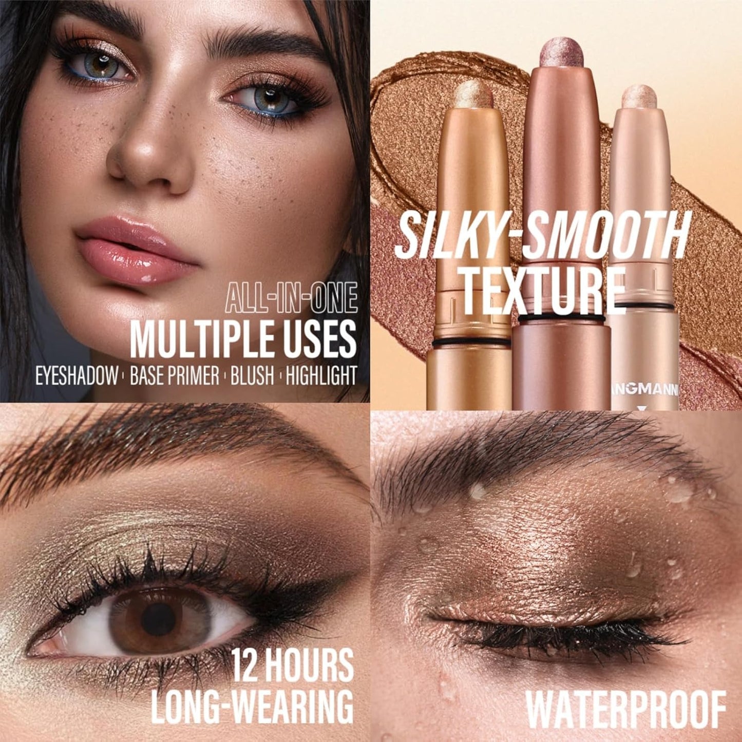 Jolilab Eyeshadow Stick Set, 8 Colors Matte Professional Bright-Colored Contouring and Highlight Eyeshadow Stick, Cream Waterproof Long Lasting High Pigmented Eye Shadow. (2, 05+07)