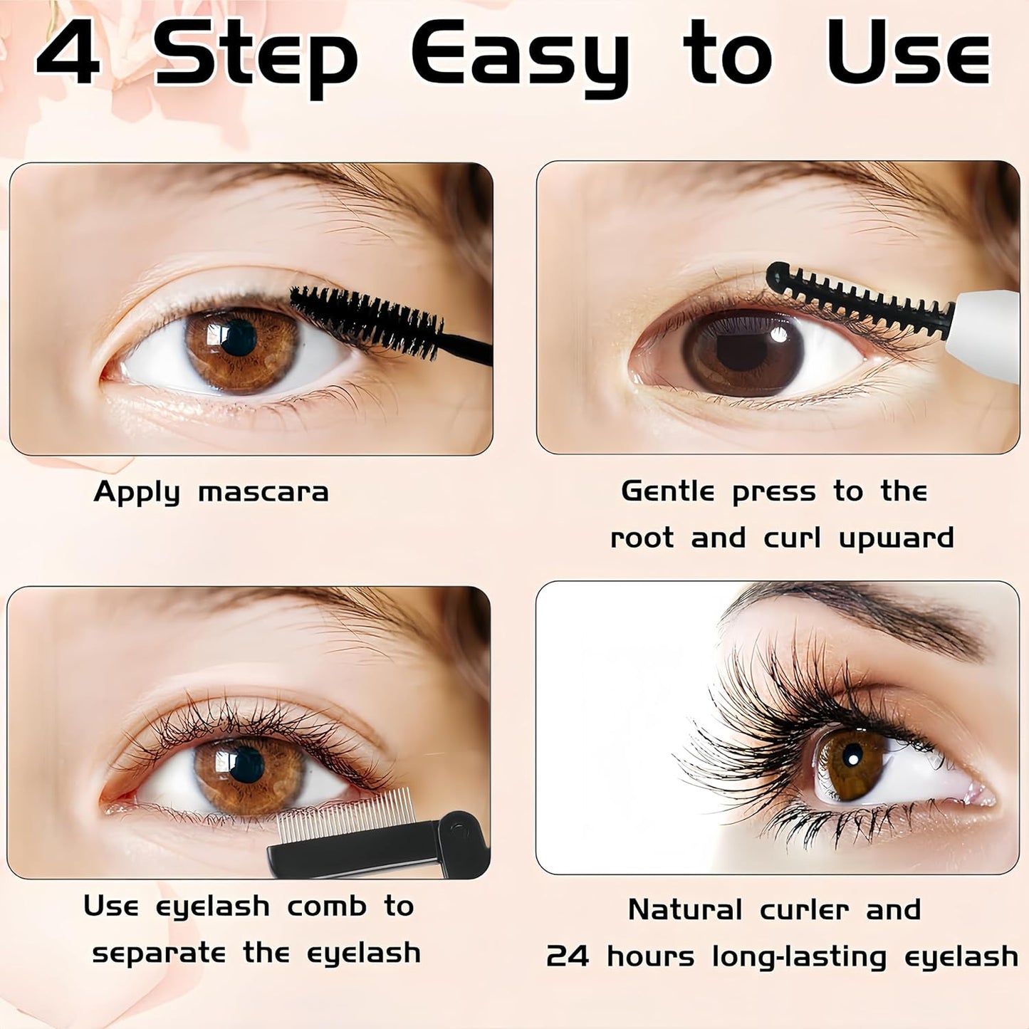 Heated Eyelash Curler, Heated Lash Curler with Led Display Electric Eye lash Curler 3 Temp Settings for Makeup Tools for Achieving A Natural Curl and Long Lasting Eyelashes, Designed for Women, Pink