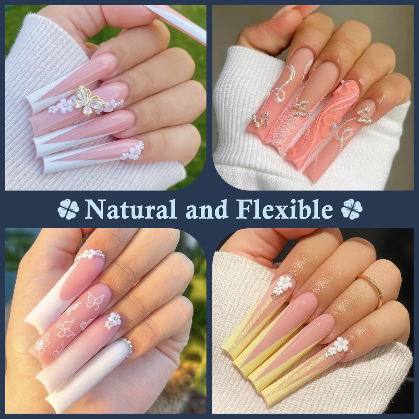 504PCS No C Curve Nail Tips Square XXL Extra Long Tapered Square Nail Tips for Acrylic Nails Professional 12 Sizes Half Cover Straight Clear Fake Nails for Nail Extensions Salons DIY at Home