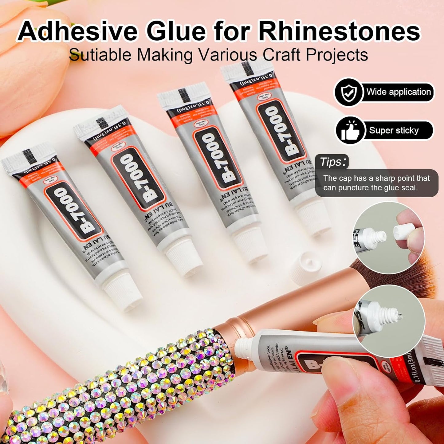 Canvalite 25000PCS Resin Jelly Rhinestones for Crafting, Black Flatback Gems, Bedazzling Crystal with 5x2.5g B7000 Jewelry Glue and Tweezers Dotting Pen for DIY Crafts Clothing Shoes Nail Art