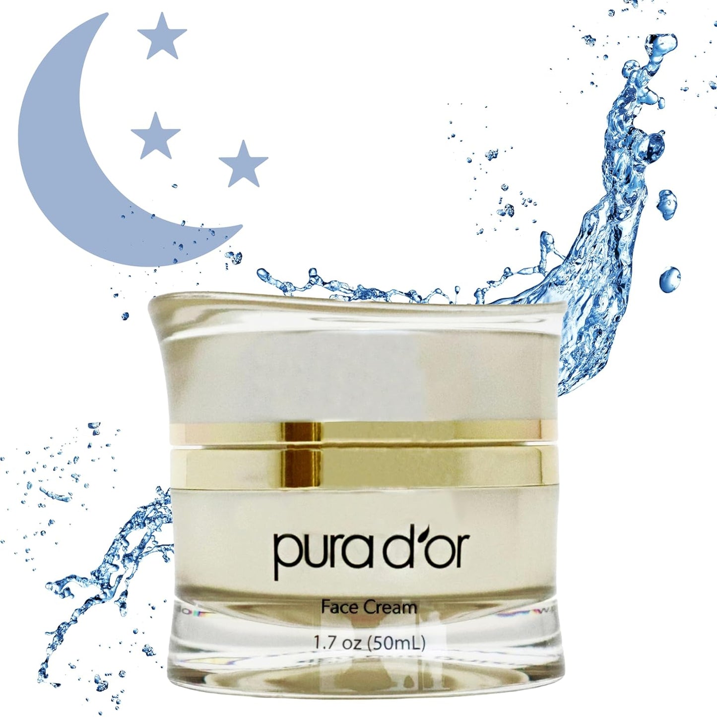 PURA D'OR 1.7 Oz Luminous PM Face Cream - Methylene Blue, Marine Collagen, Retinol, Peptides, Apple Stem Cell Extract - Anti-Aging Nighttime Moisturizer - Overnight Facial Treatment For Women & Men