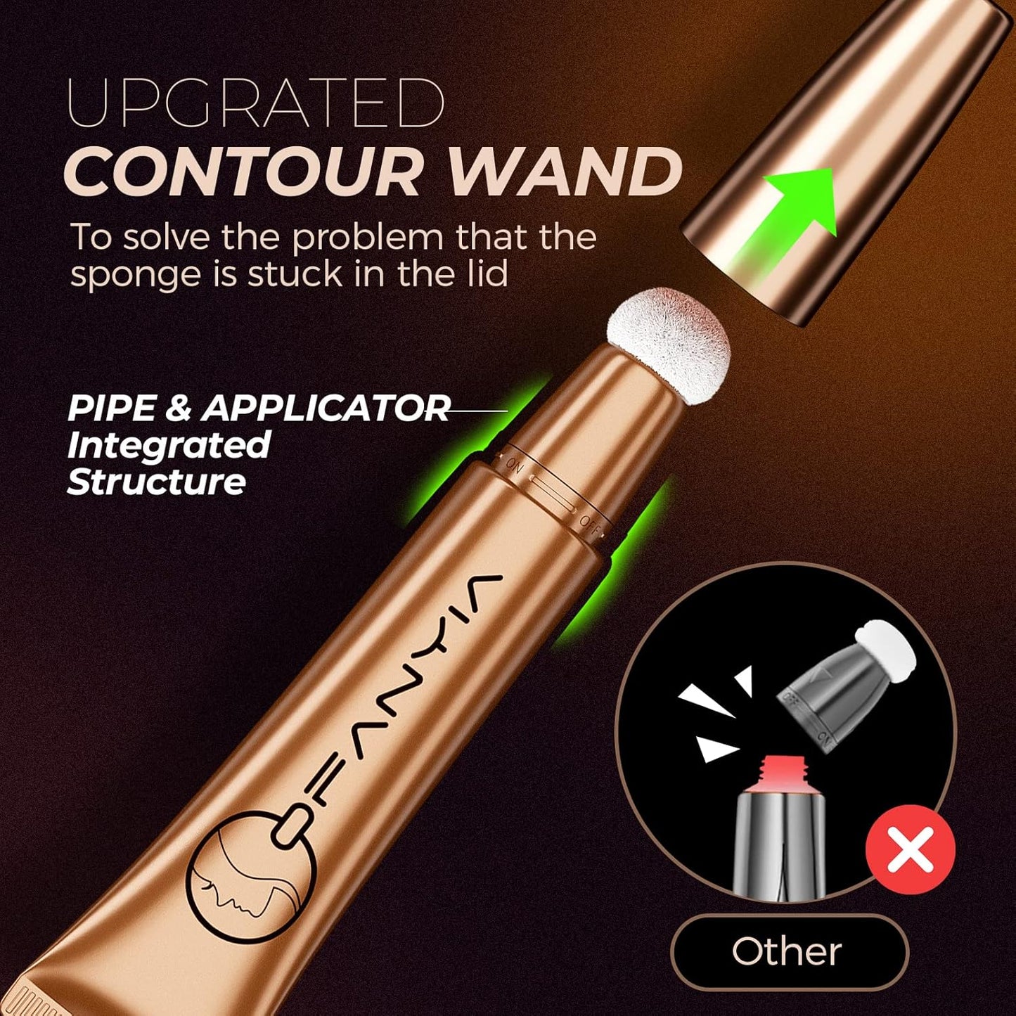 Bronzer Stick,Luxsea Brown Contour Beauty Wand,Liquid Contouring Stick with Cushion Applicator,Lightweight Blendable Facial Contouring Cream Crayon,Natural Matte Finish Concealer Shading Face Milk Makeup Beauty Wand