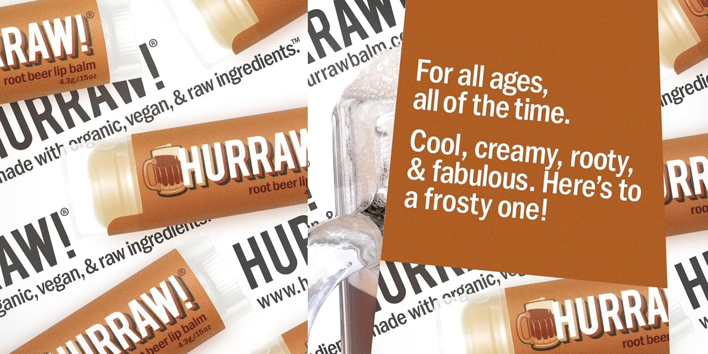Hurraw! Vanilla Bean, Root Beer, Chocolate Lip Balms, 3 Pack Bundle: Organic, Certified Vegan, Cruelty and Gluten Free. Non-GMO, 100% Natural Ingredients. Bee, Shea, Soy and Palm Free. Made in USA