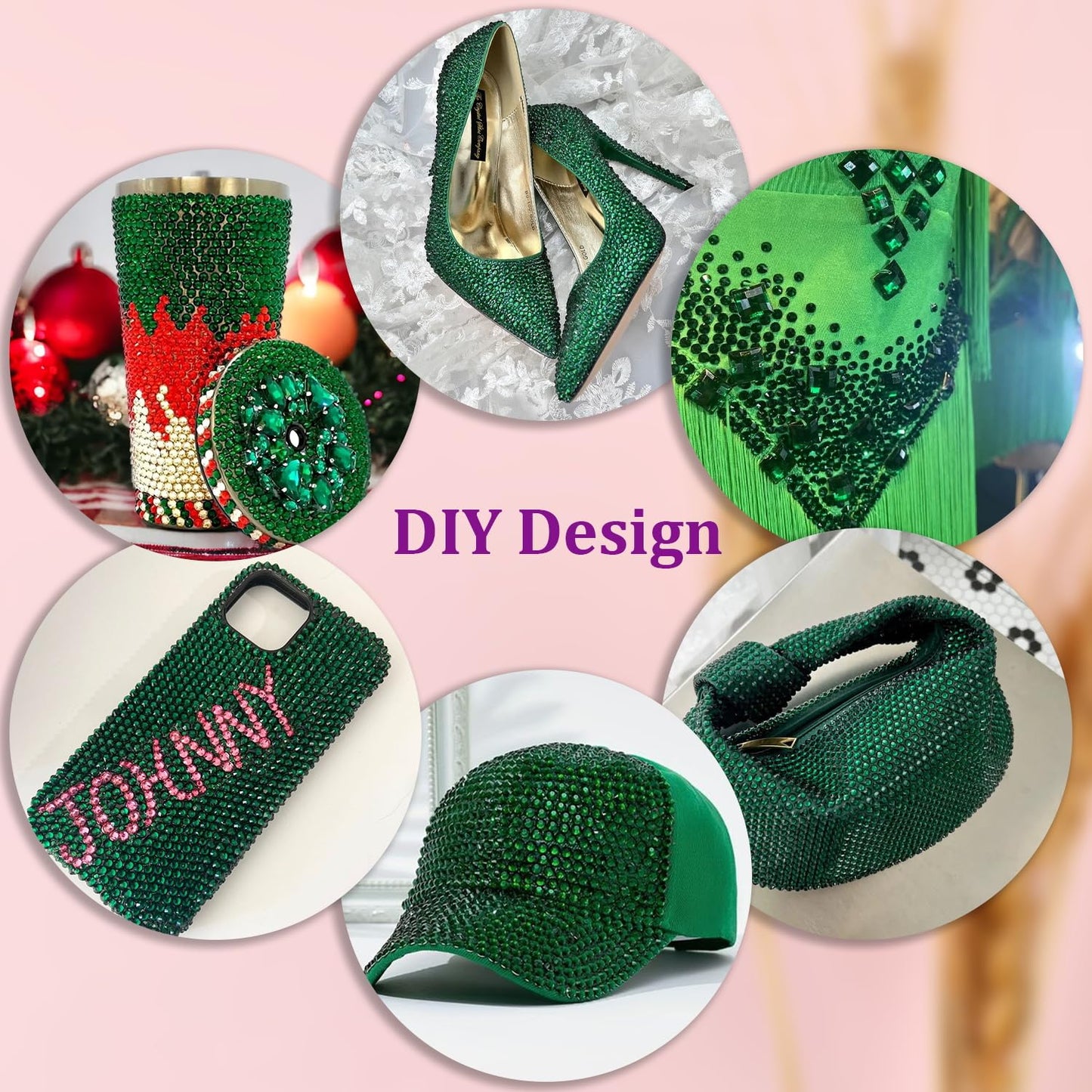 30000Pcs Emerald Green Rhinestones for Bedazzling with B7000 Jewelry Glue, Bedazzler Kit Flatback Gems, Resin Rhinestones for Crafting Crafts Clothing Shoes Fabric Nail Art Assorted Size 2/3/4/5/6mm