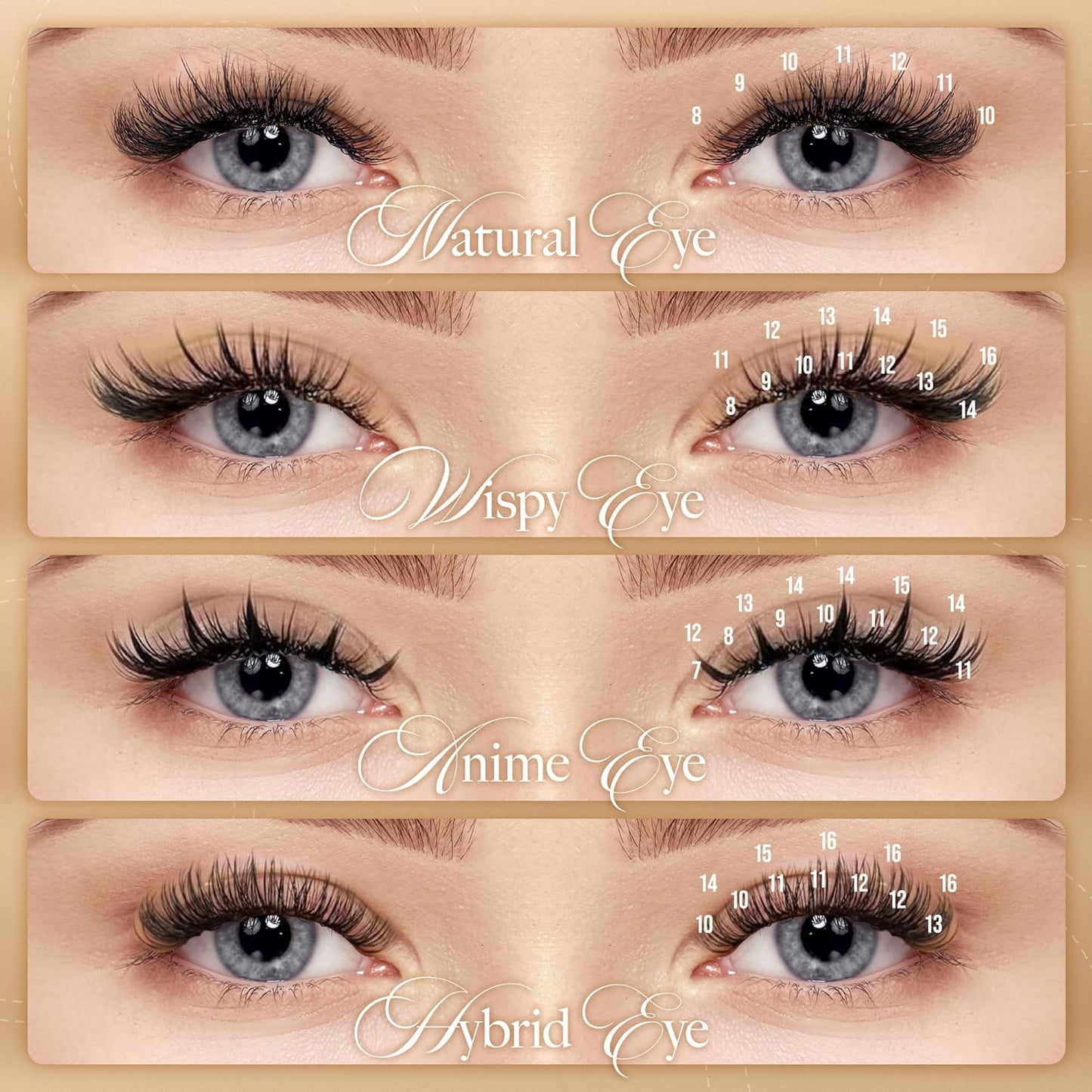 LASHVIEW Eyelash Extensions, C Curl 8-15mm Mixed 0.15 Classic Lashes, Classic Individual Lash Extensions, Professional Lash Trays for Lash Extensions