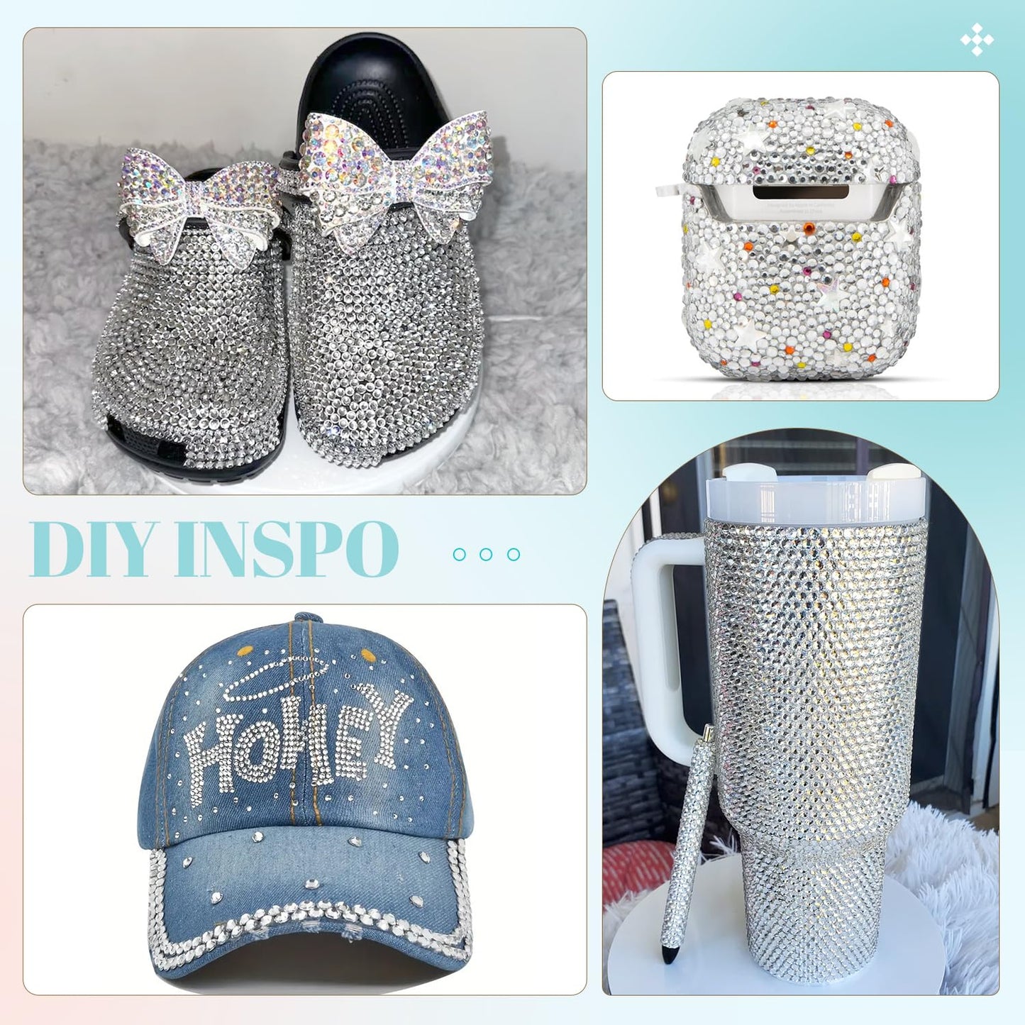 6100Pcs Resin Rhinestones for Crafting with 2Pcs 10ml B7000 Jewelry Glue, 1 Box Flatback Crystals Diamond (Transparent) for Bedazzling Crafts DIY Nail Art，Non Hotfix Gems for Clothing Shoes Tumblers