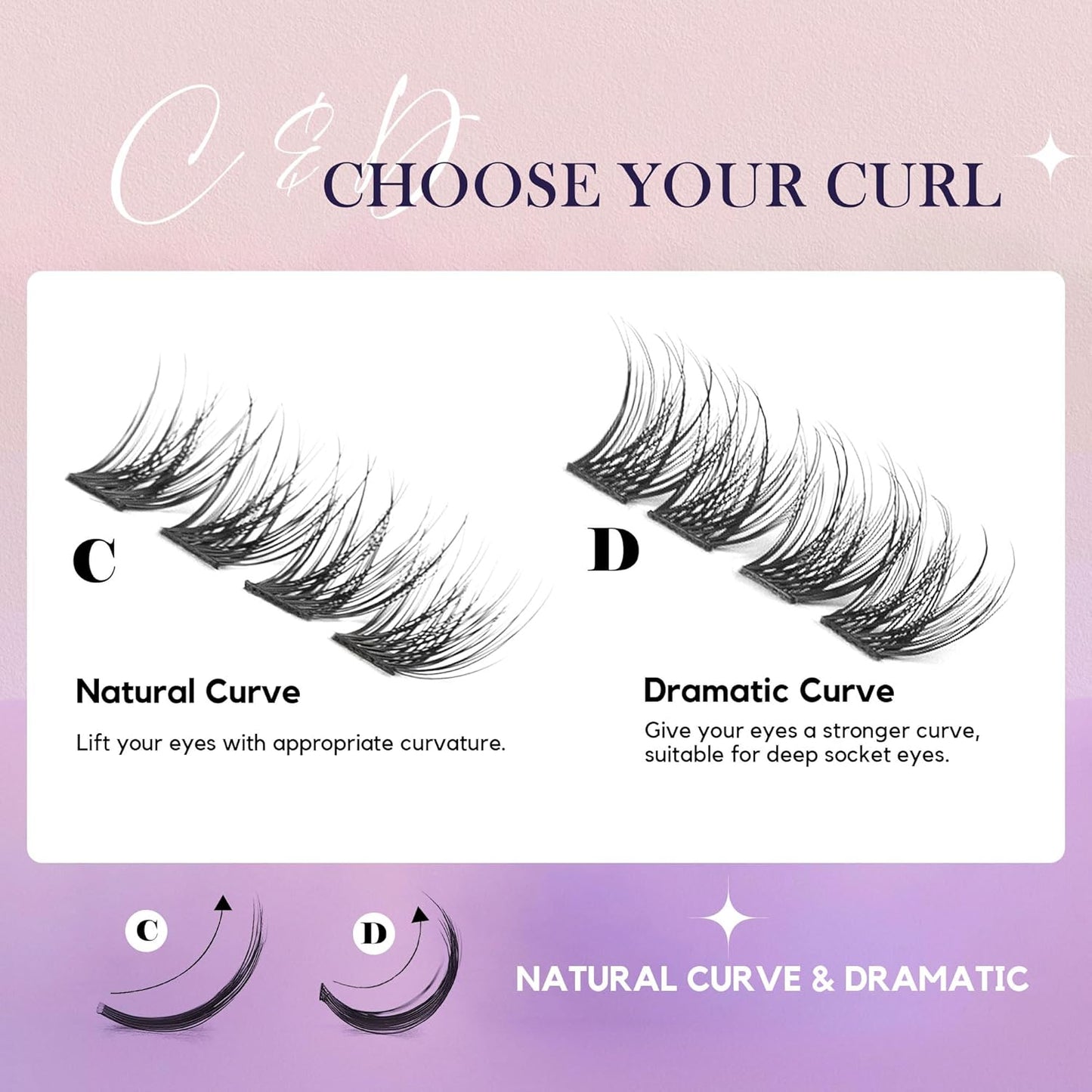 GAQQI Lash Clusters, Eyelash Cluster C Curl 10mm Cluster lashes, Individual Lashes 168pcs False Eyelashes Wispy Cluster Eyelash Extensions (GQ03, C Curl, 10mm)