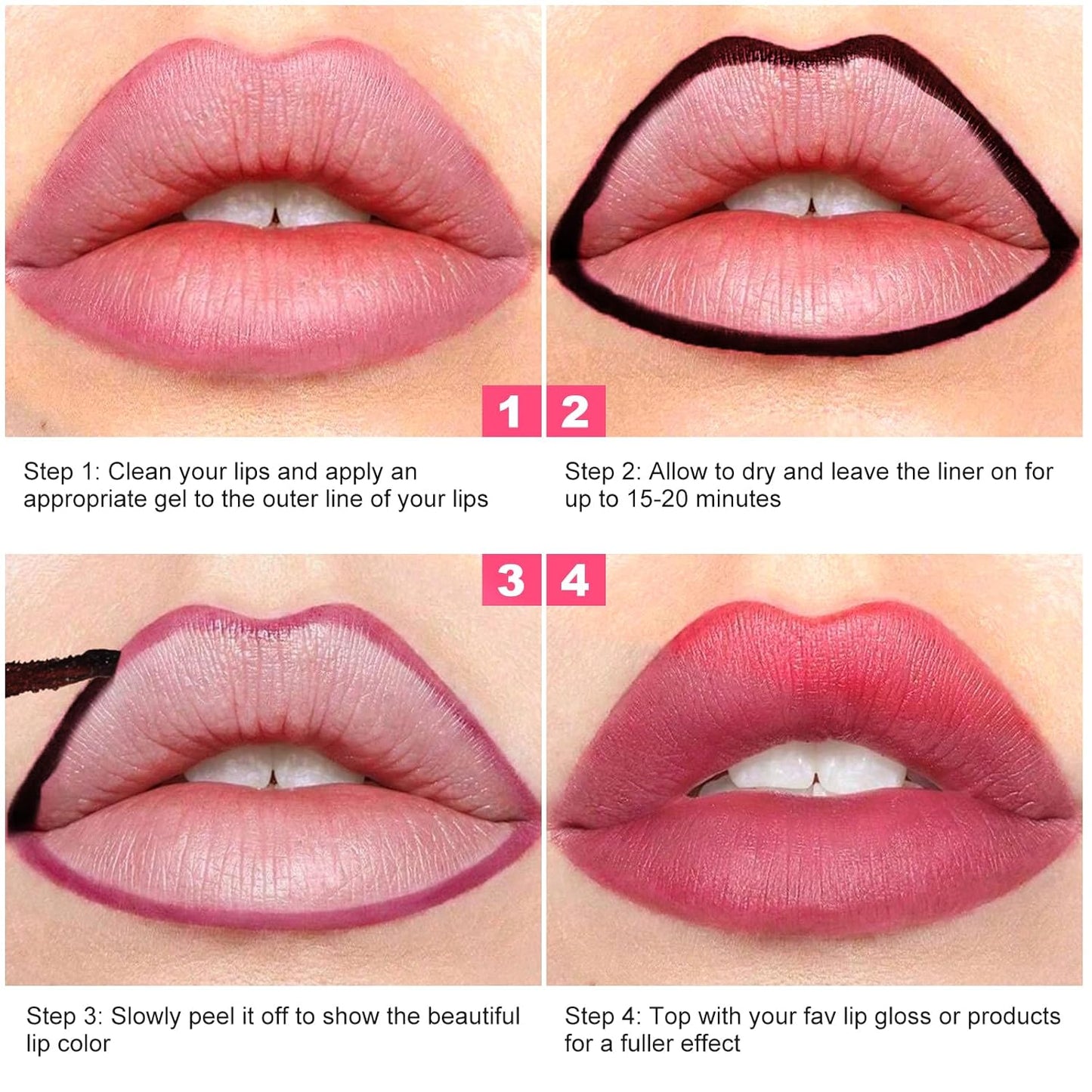Lip Liner - Lip Stain Peel Off Moisturizing Long-Lasting & Waterproof Transfer Proof & Plumping, Non-Stick Cup Lip Liner Stain Tint For All Skin Types (Rose, 1 PCS)