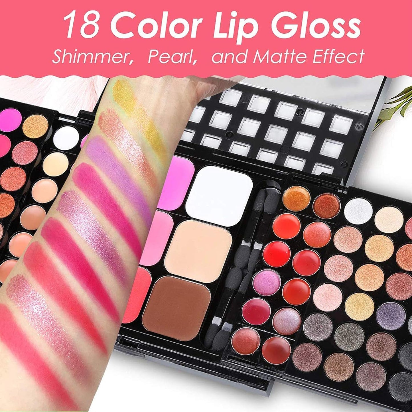 BONNIE CHOICE All in One Makeup Kit for Women Full Kit, Valentines Day Gifts Makeup Set, Include 48 Eyeshadow, 18 Lip Gloss, 3 Blusher, 6 Concealer, 3 Contour Powder, 4 Brushes, 1 Mirror