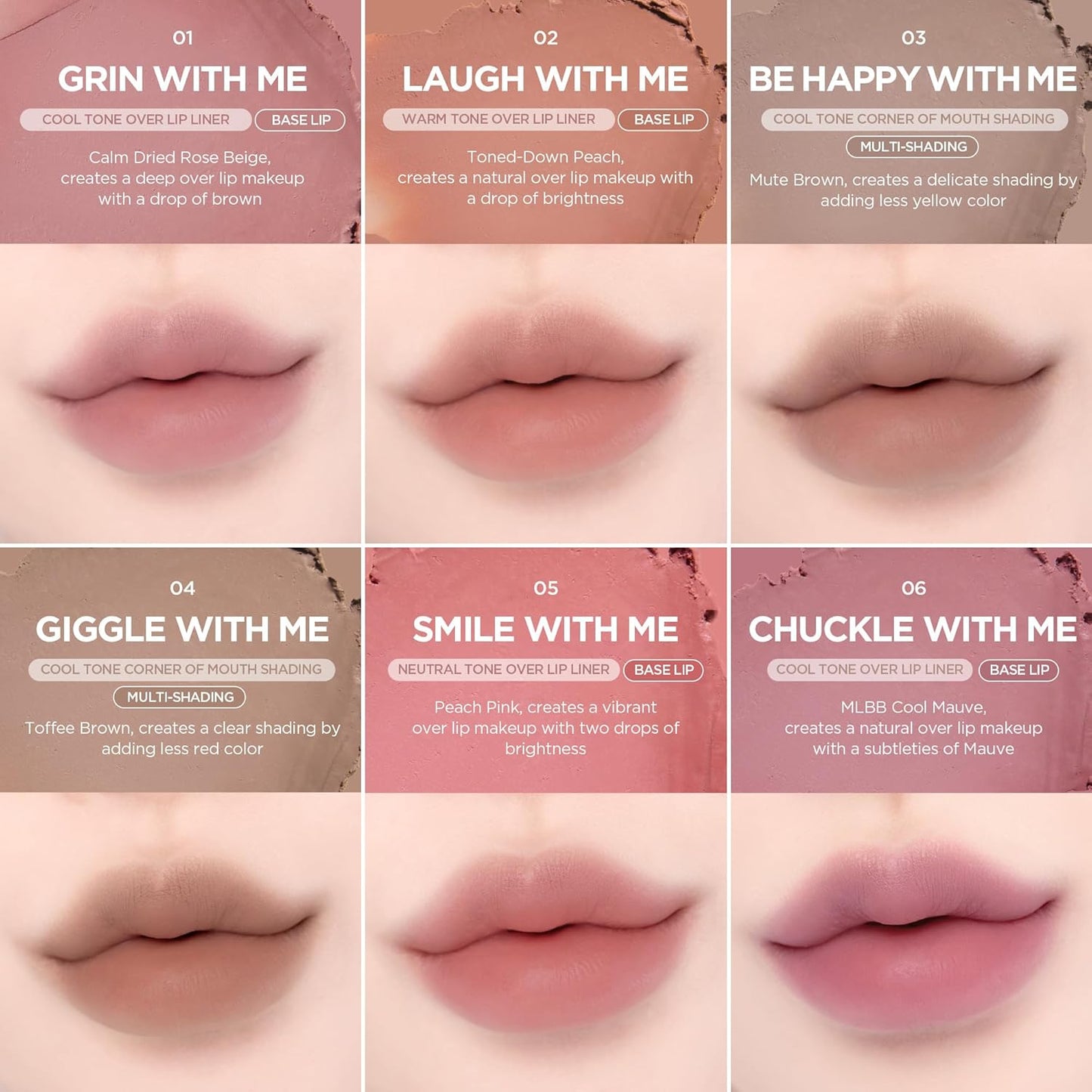 lilybyred Smiley Lip Blending Stick | Korean 3-in-1 Multi-Use Lip Liner, Smooth Creamy Texture, Long-Lasting Matte Finish, Soft Blur Effect, Precision Contour Pencil, 0.028 oz. (05 Smile with Me)