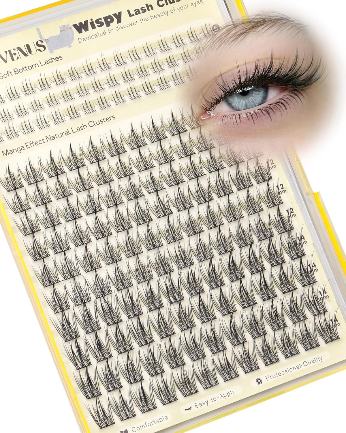 Lash Clusters Wispy Mascara Look Natural Cluster Eyelash Extensions 11-14mm Short Individual Cluster Lashes with Bottom Lash Clusters 168Pcs Eyelashes Clusters for DIY Lash Extensions