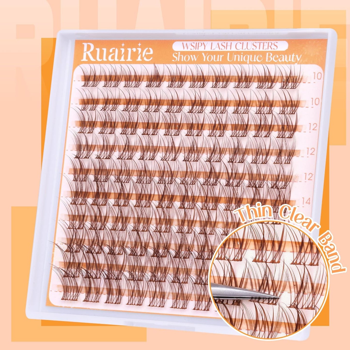 Brown Lash Clusters Wispy Eyelash Clusters Natural Cluster Lashes 100Pcs C-Curly Eyelashes Cluster with Thin Band Cluster Eyelash Extensions 10-16mm DIY Individual Lash Clusters by Ruairie