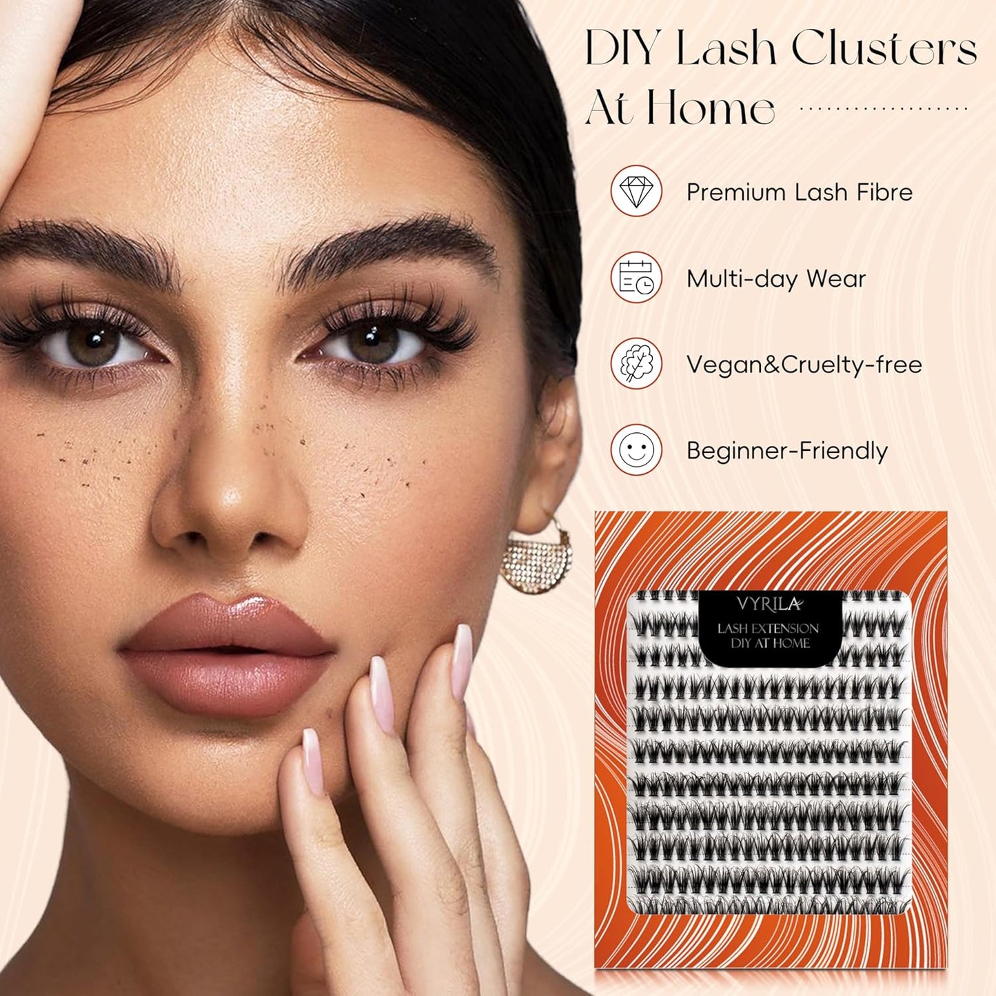 Lash Clusters DIY Lash Extensions, D Curl Individual Lashes Clusters Lashes Wispy Lash Extensions Natural Look Eyelash Clusters Mix 8-16mm(30D-0.07D-8-16mm)