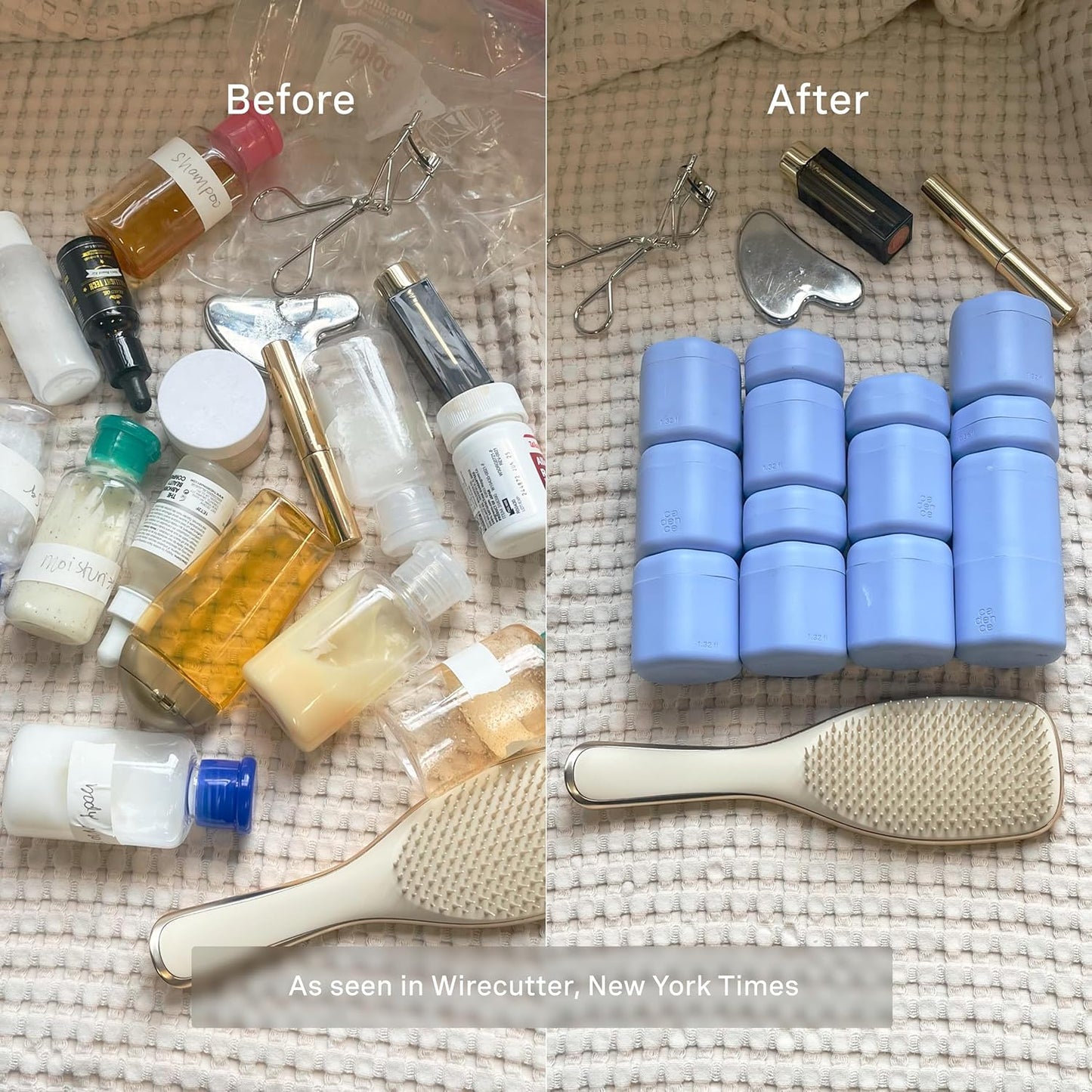 Cadence Travel Containers Basic Skincare Set - Magnetic Containers with Lids,Carry On Travel Essentials For Women/Men - 3 Small Capsules (0.56oz) - Cleanser, Moisturizer & Sun-Icon Labels - Pacific