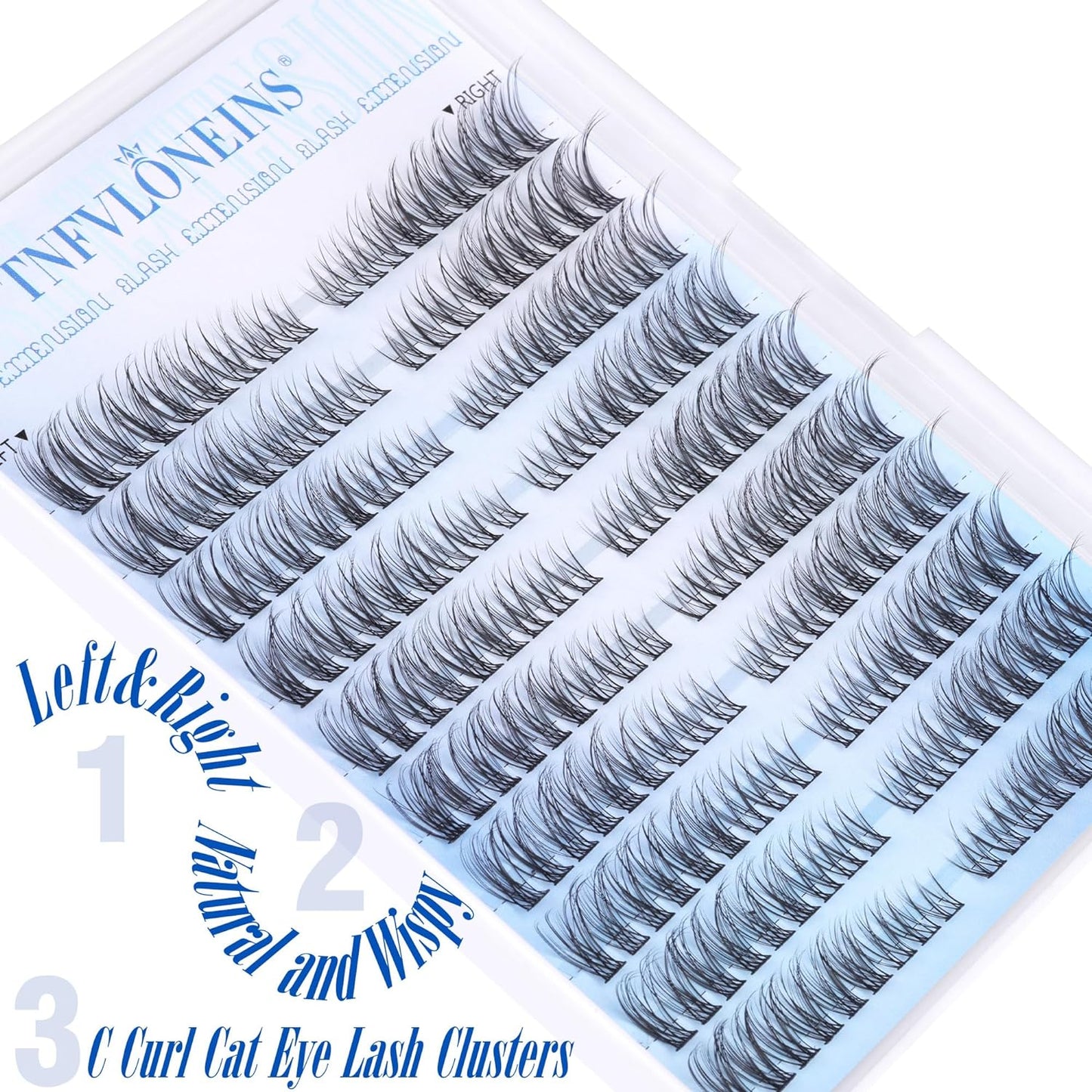 Natural Lash Clusters Wispy Cluster Eyelash Extensions Left&Right Cluster Lashes C Curl Individual Lashes Extension DIY Natural Eye Lash Clusters by TNFVLONEINS