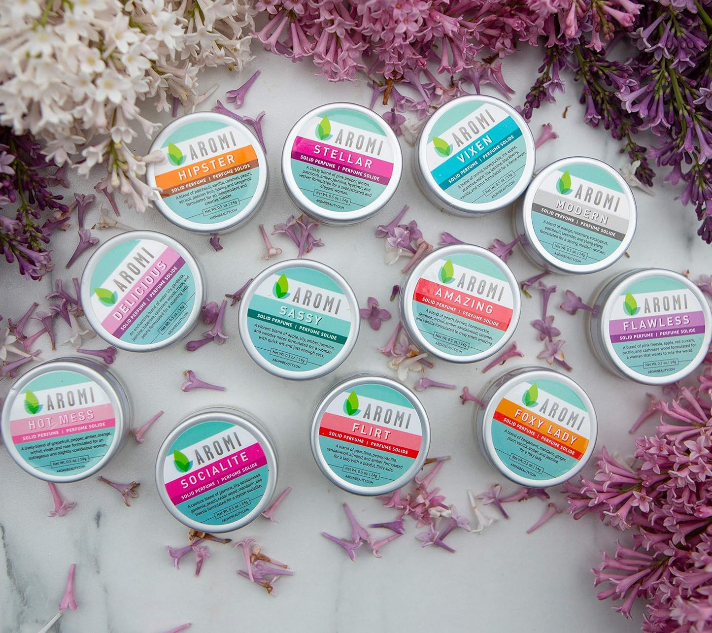 Aromi Delicious Solid Perfume | Honeysuckle, Tuberose, and Gardenia Fragrance, Vegan, Cruelty-free, Wax Scent, Travel, Women's Gift, Handmade (Delicious)