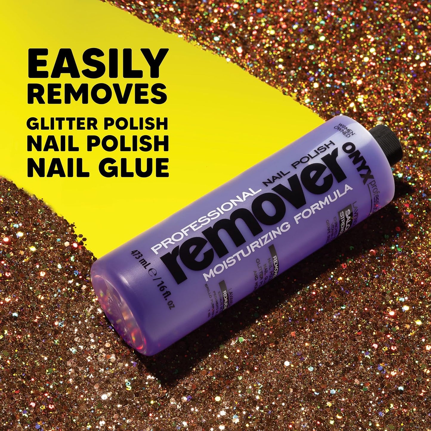 Onyx Professional Nail Polish Remover Kit with 7 inch Nail File, Lavender Scent, Made in USA, 16 fl oz - Moisturizing Formula Gel Polish Remover, Acetone-based, Enhanced with Vitamin E, Grape Seed Oil