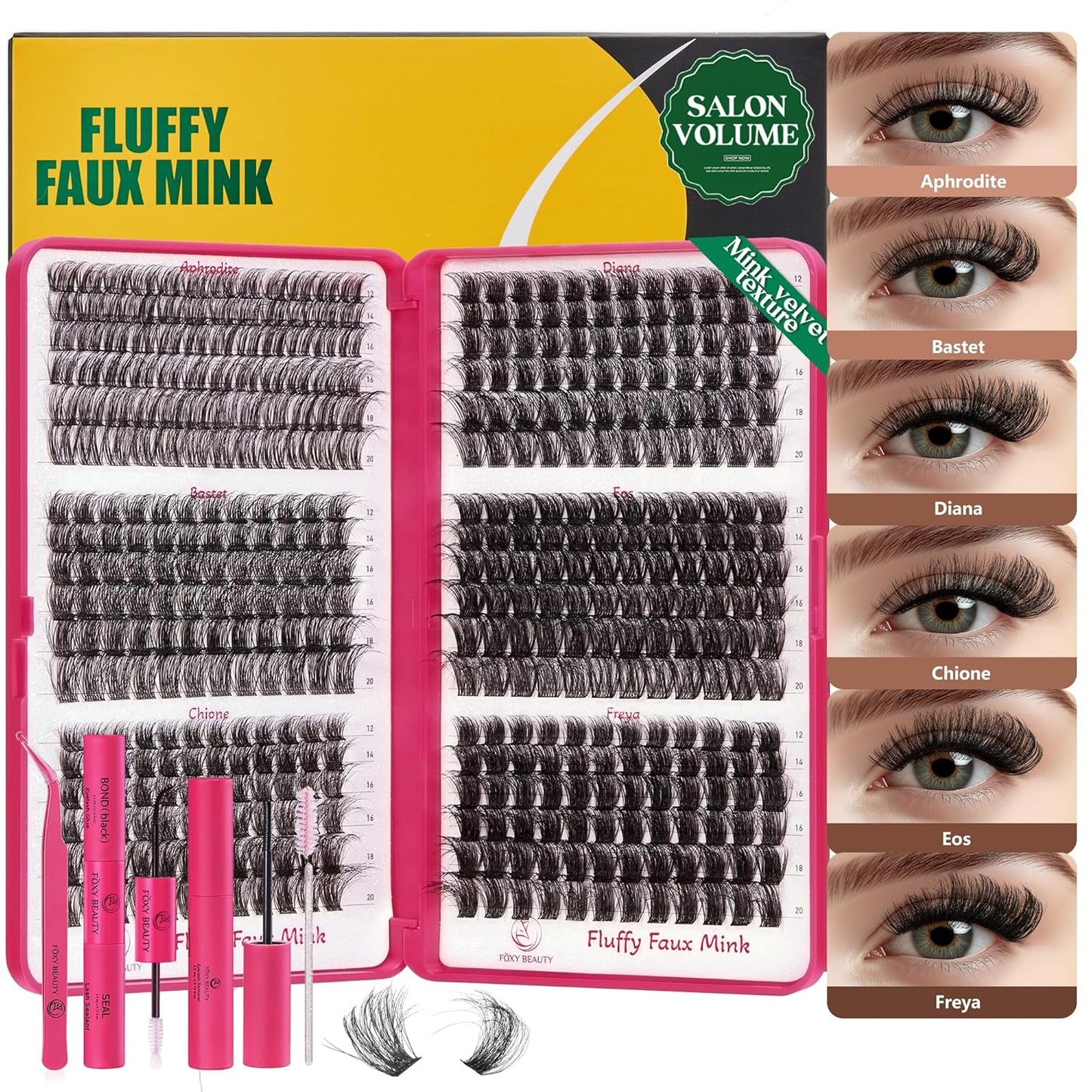 Diva Lash Clusters Kit - 432 Pieces Lash Clusters D Curl Lash Extension Kit Fluffy Lash Clusters Kit WideSpan Individual Lashes 12-20mm Eyelash Clusters, Eyelash Extension Kit With Bond and Seal