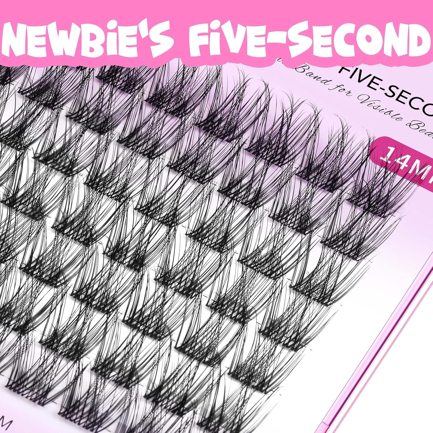 VEYESBEAUTY Lash Clusters Individual Eyelash Extensions Thin & Invisible Band DIY False Eyelashes for Self-application Newbie's Five-Second Series Wispy Lash Tray, LuxeBold 10mm Single Length