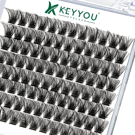 Lash Clusters 96pcs Individual Lashes Y03 D Curl 12mm Cluster Lashes KEYYOU Volume Wispy Lash Extension Soft&Comfortable Easy DIY at Home(Y03 D-12mm)