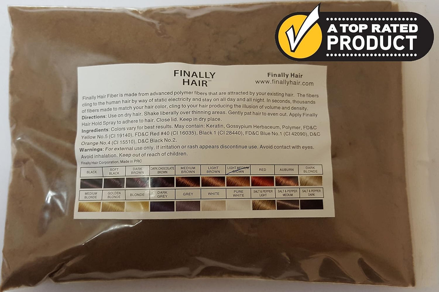 Finally Hair Building Fiber Refill 100 Grams Light Medium Brown Hair Loss Concealer by Finally Hair (Light Medium Brown - our lightest brown shade)