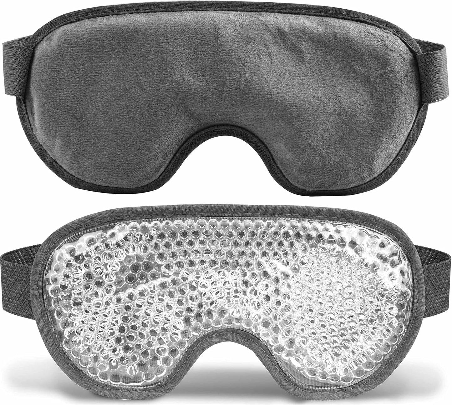 Cooling Eye Mask with Gel Bead, Reusable Cold Compress Ice Pack Sleeping Eye Cooling Pads for After Eyelid Surgery, Puffiness, Puffy Eyes, Headache, Migraine Relief(Grey)