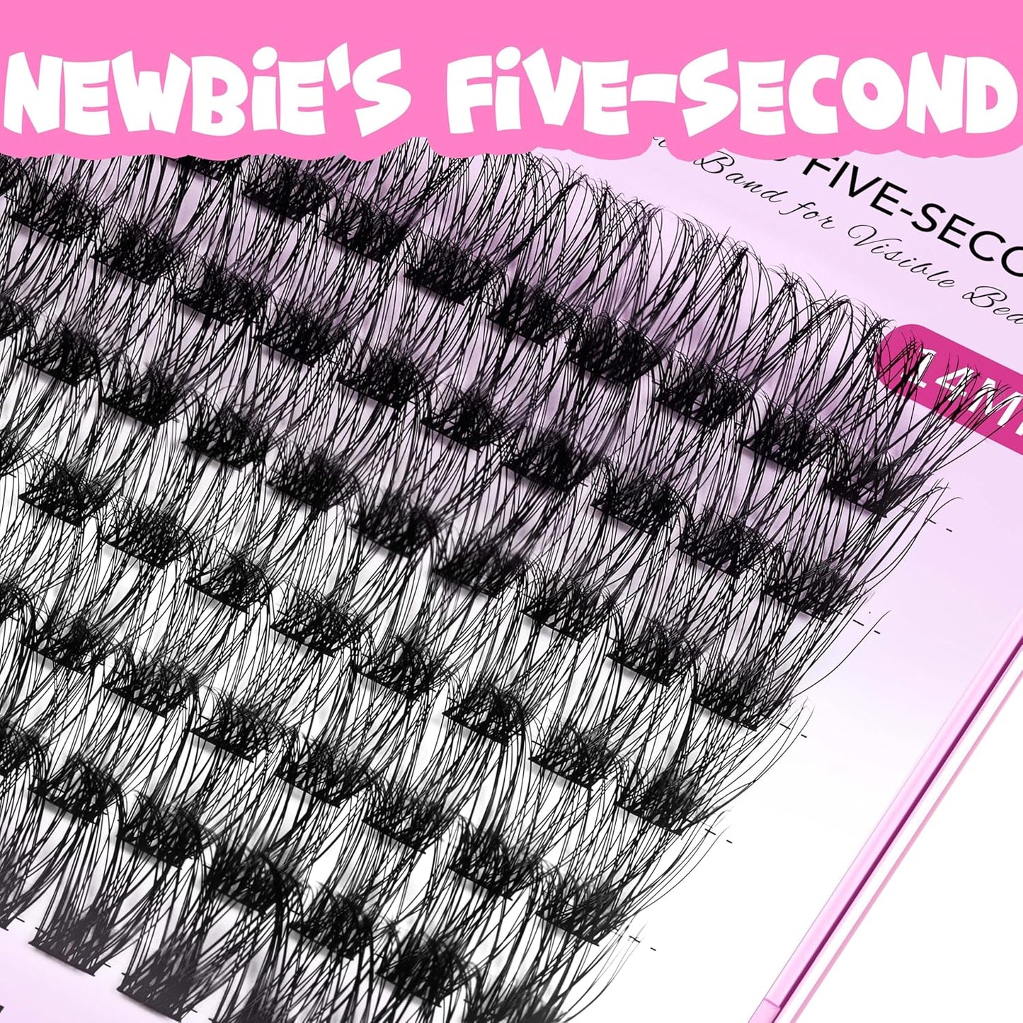 VEYESBEAUTY Lash Clusters Individual Eyelash Extensions Thin & Invisible Band DIY False Eyelashes for Self-application Newbie's Five-Second Series Wispy Lash Tray, Boldeye 10mm Single Length