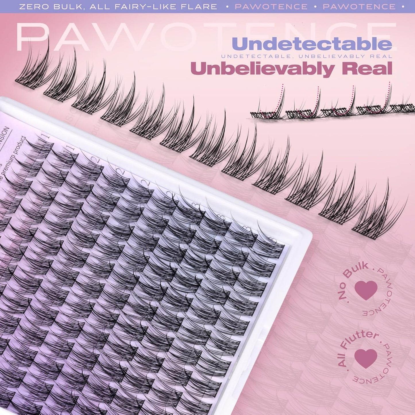 Pawotence Natural Lash Clusters Wispy Eyelash Clusters 120pcs Fairy Lashes Cluster Eyelash Extensions Individual Cluster Lashes for DIY Lash Extension