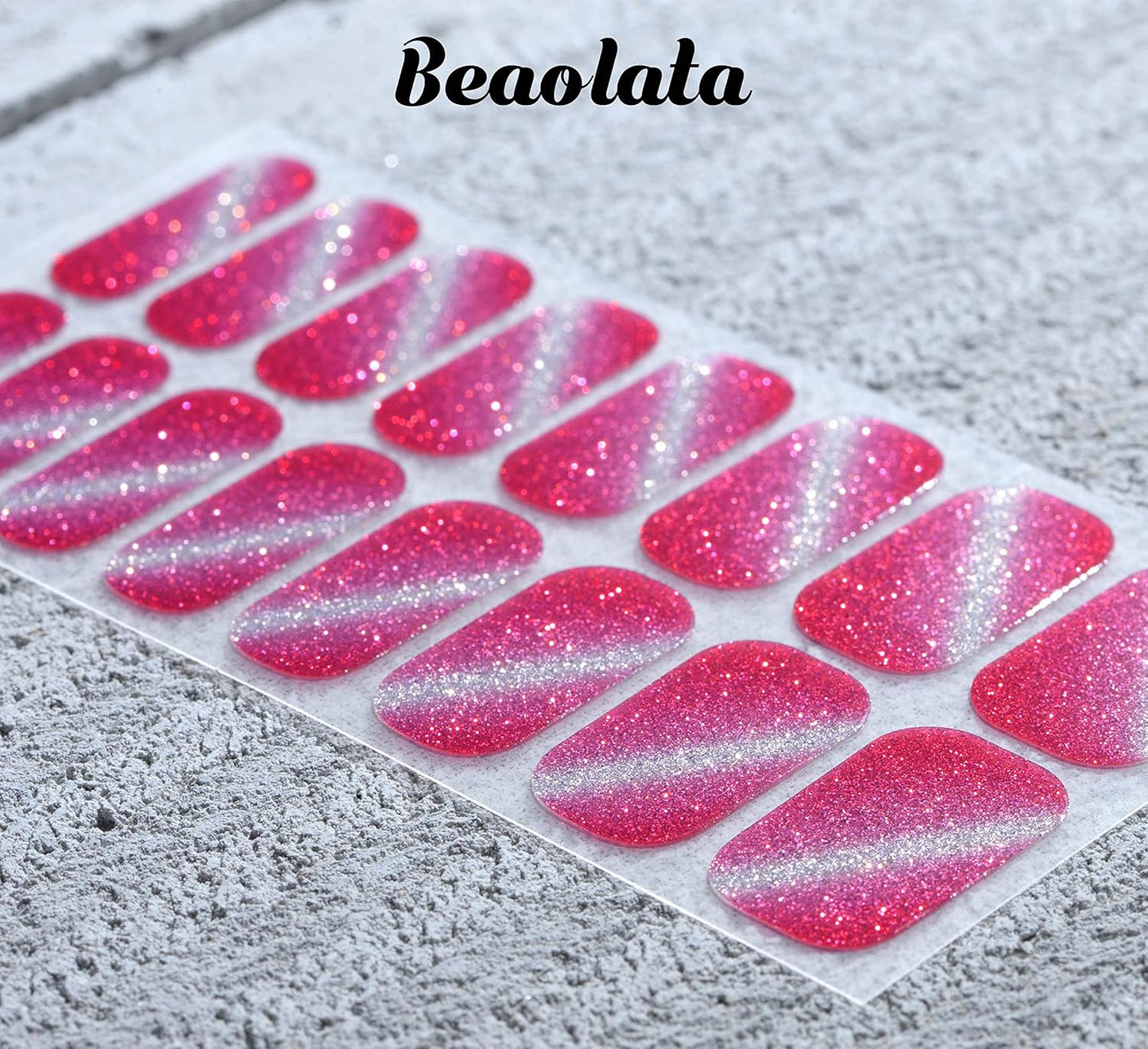 Nail Polish Strips, 32PCS Salon Quality Wraps, Long Lasting Gel Nail Stickers for Women Easy Apply& Remove (Pink Dazzles)