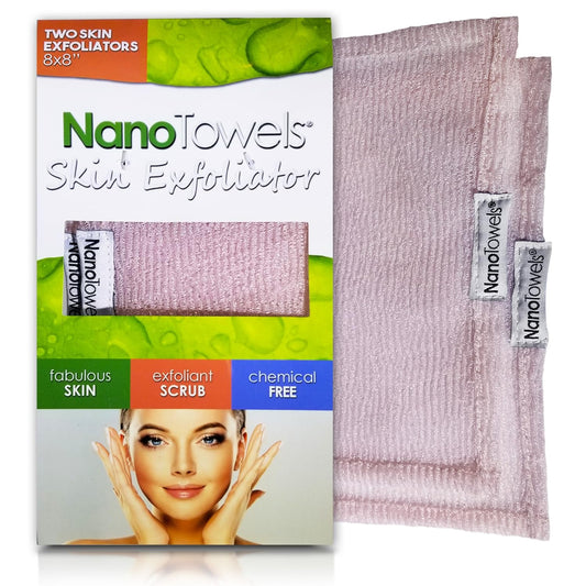 Nano Towels Skin Exfoliating Cleanser | Personal Microdermabrasion Face Wash, Pore Toner & Body Scrub Cloth | Chemical Free Dead Skin and Blackhead Remover. Korean Skin Care Secret | 2 Exfoliators