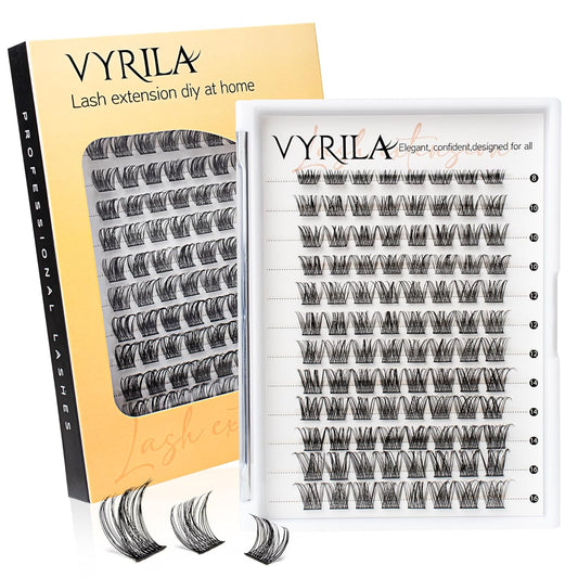 Lash Clusters 8-16mm, False Eyelashes 96pcs, Cluster Eyelash Extensions Matte Black Soft, Diy Lash Extensions D Curl Natural Lash Clusters Faux Mink Lashes Wispy（Tide,96pcs,0.07,D,8-16MIX)