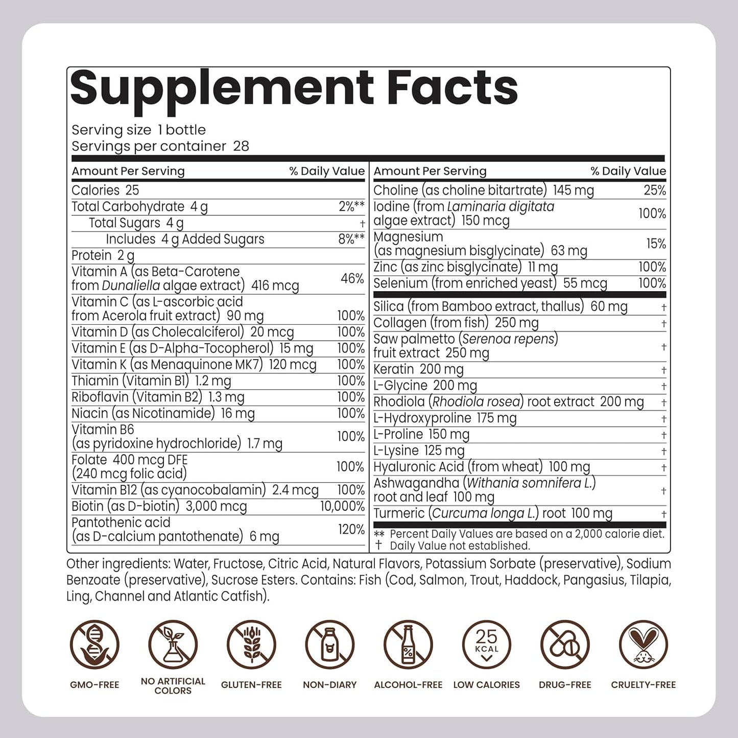 Liquid Hair Growth Supplement with Biotin. Ready-to-Drink. Clinically Proven for Stronger and Shinier Hair, Less Shedding, + Scalp Coverage. Anti-Hair Loss. 28 Servings Ultimate Hair Booster