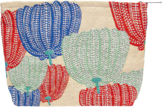 PAZIMIIK Makeup Bag Large Cotton Zipper Pouch for Purse Travel Canvas Make Up Organizer for Women Cosmetic,Linen Colorful