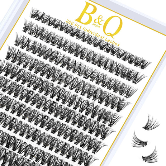 B&Qaugen Lash Clusters 40D-C-13 Individual Lashes 280 Clusters False Eyelash 10D 20D 30D 40D Lash Clusters Extensions Individual Lashes Cluster DIY Eyelash Extensions at Home (40D-C,13MM)
