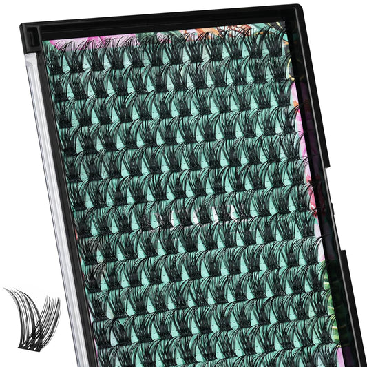 Lash Clusters Wet Look 168Pcs Eyelash Cluster Ultra-Thin Lash Band Eyelashes Extensions Spiky Anime Wide Span Lashes(Hollyhock,C-12mm)