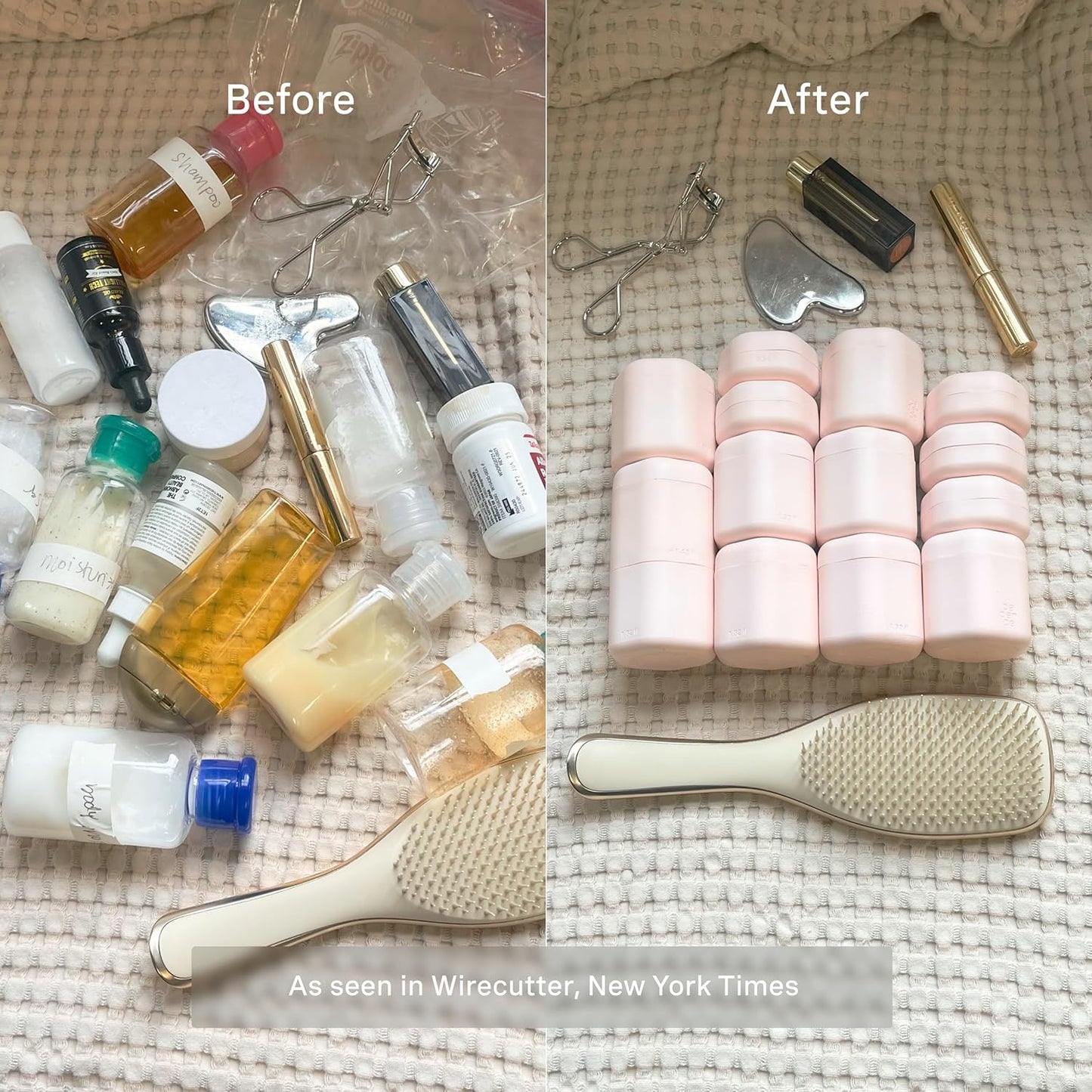 Cadence Travel Containers Basic Skincare Set - Magnetic Containers with Lids,Carry On Travel Essentials For Women/Men - 3 Small Capsules (0.56oz) - Cleanser, Moisturizer & Sun-Icon Labels - Petal